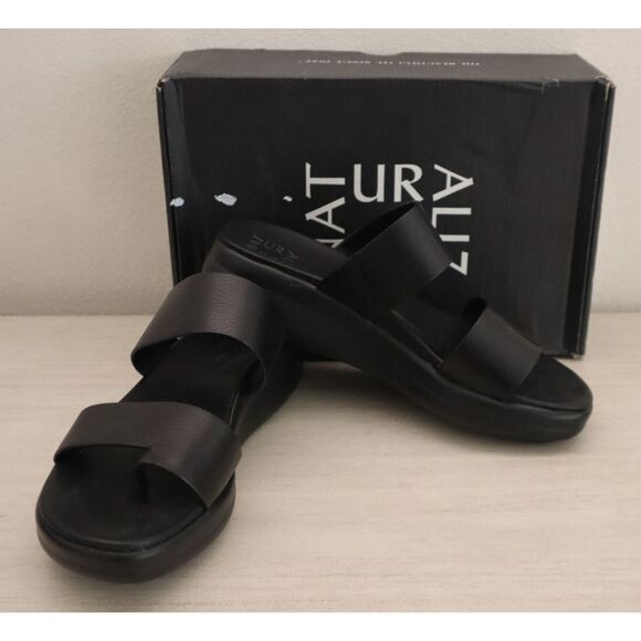 Naturalizer I6213L1001 Women's Sz 9M Black Leather Drift 2 Slide Sandals - Picture 1 of 14